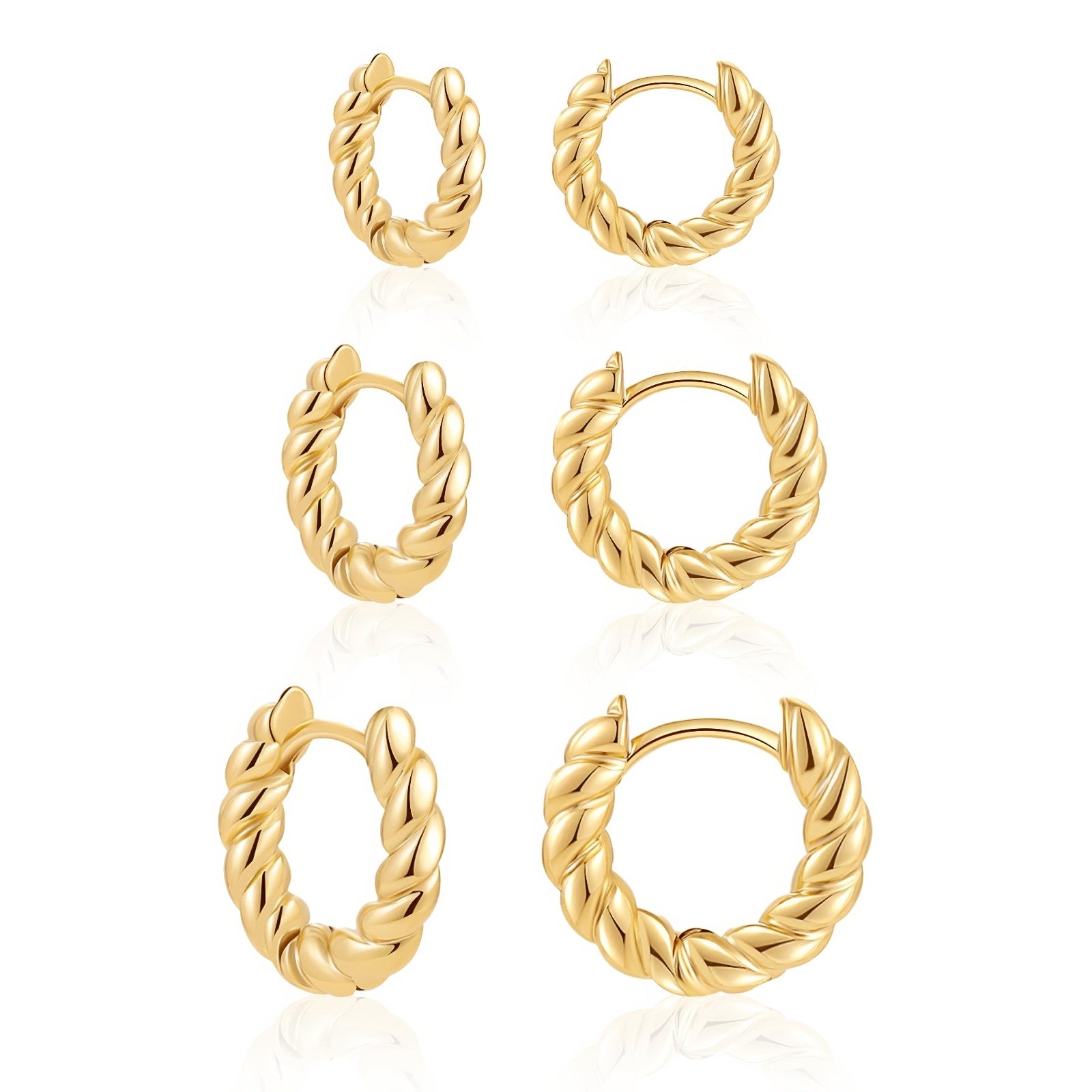 gold plated silver sculpted cable twisted huggie hoop earrings