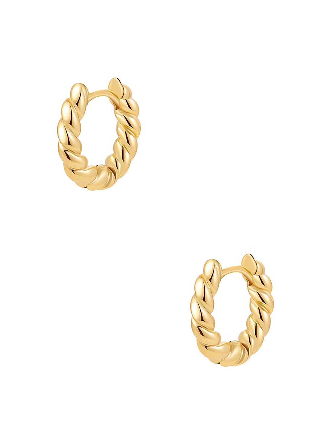 gold plated silver sculpted cable twisted huggie hoop earrings