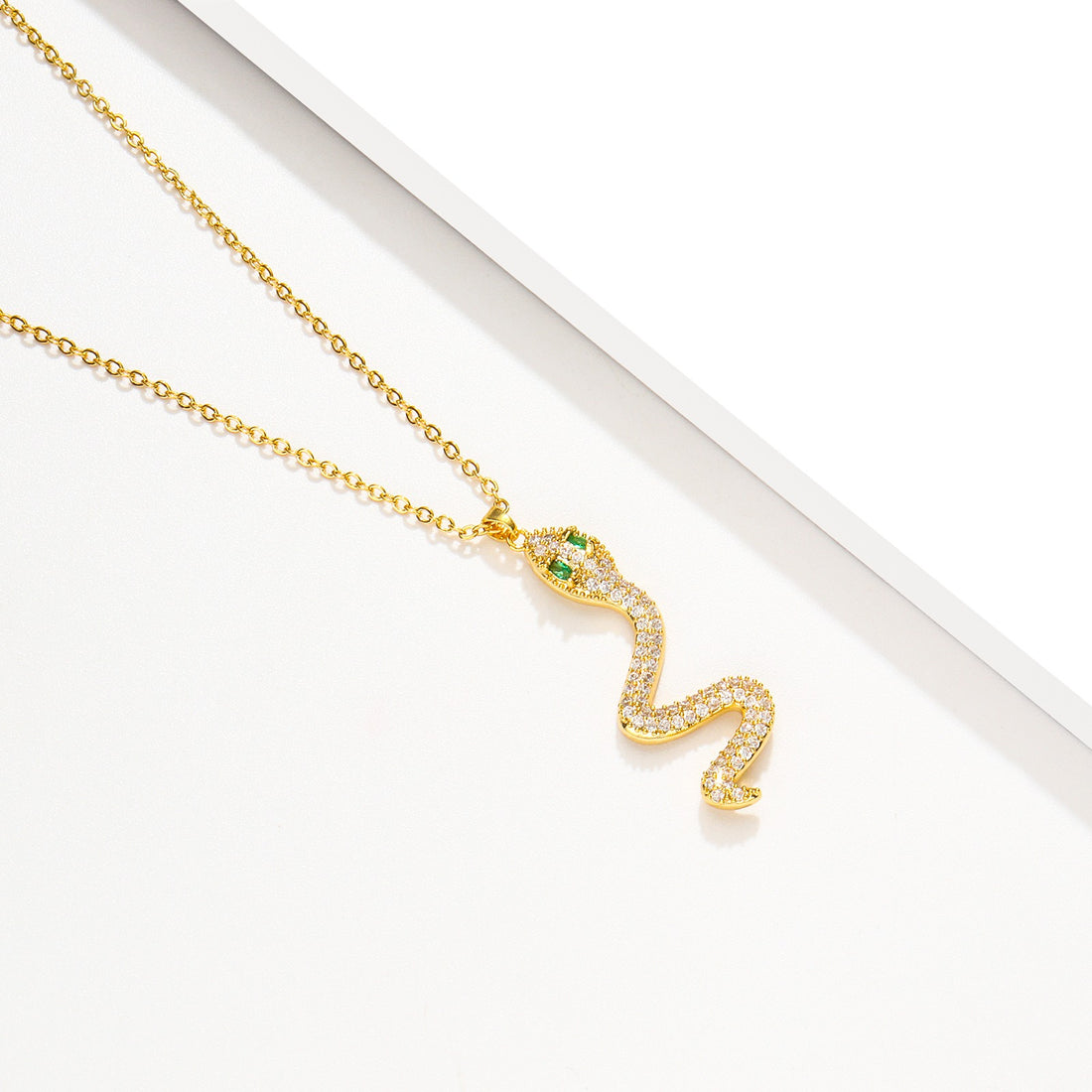 green eyed crystal snake shaped pendant neckalce