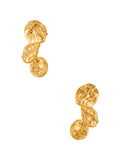 hammered texture irregular peeble shaped gold plated statement earrings