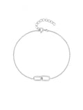Interlocking zirconia link bracelet in 925 sterling silver with two oval charms—one pavé zirconia—adjustable chain, available in gold & silver plating