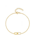 Interlocking zirconia link bracelet in 925 sterling silver with two oval charms—one pavé zirconia—adjustable chain, available in gold & silver plating