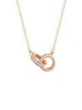 interlocking two rings pendant chain necklace tinypleasure dainty jewelry