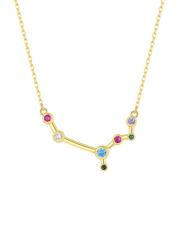 leo constellation shaped necklace pendant made of multicolor cubic zirconia stones and gold plated sterling silver metal