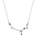 leo constellation shaped necklace pendant made of multicolor cubic zirconia stones and gold plated sterling silver metal