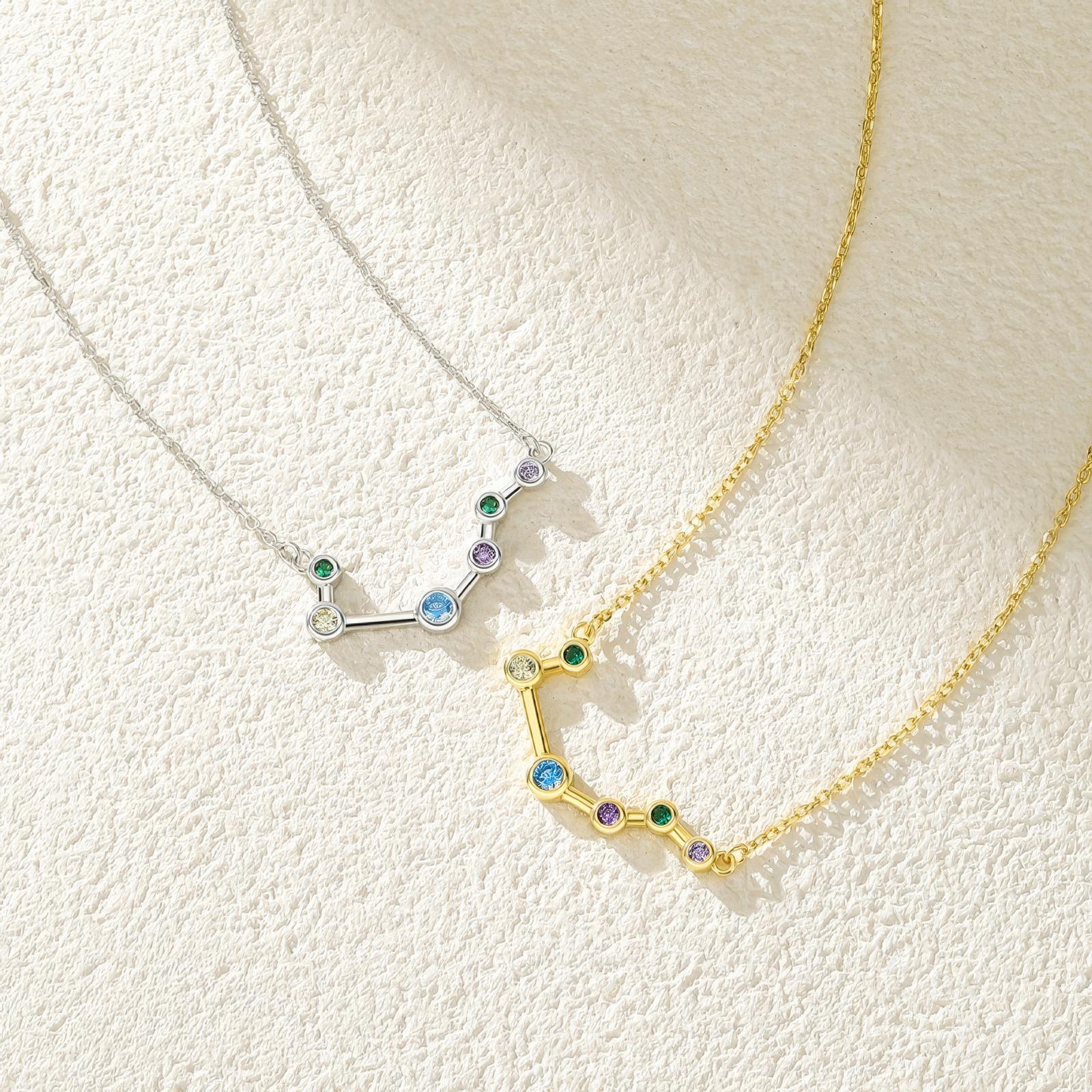 libra constellation gold plated pendant necklace with multicolor zirconia stone inclusions tinypleasure jewelry