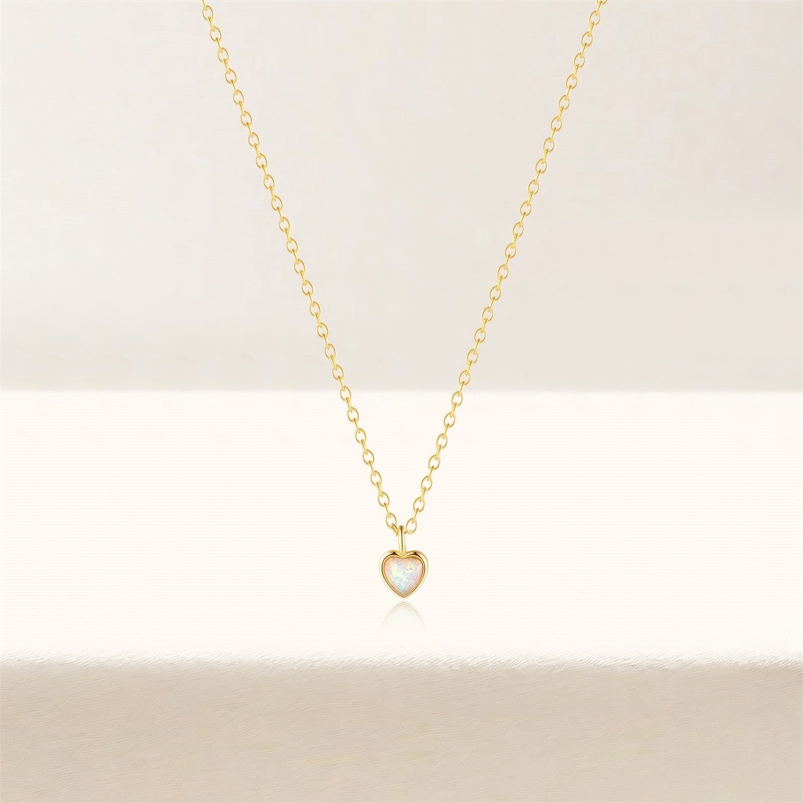 dainty crystal heart gold plated chain necklace