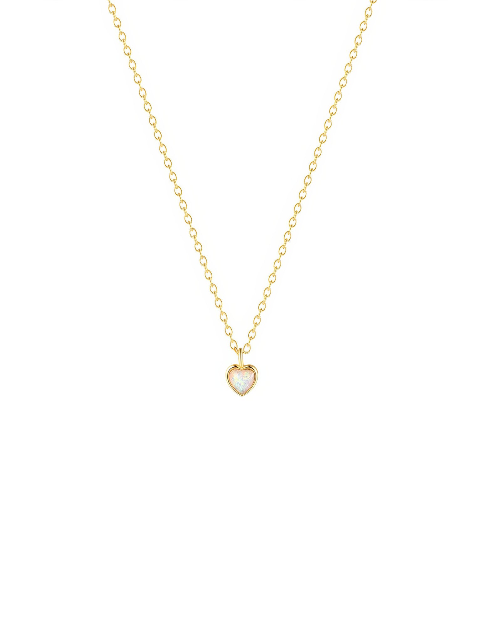 dainty crystal heart gold plated chain necklace