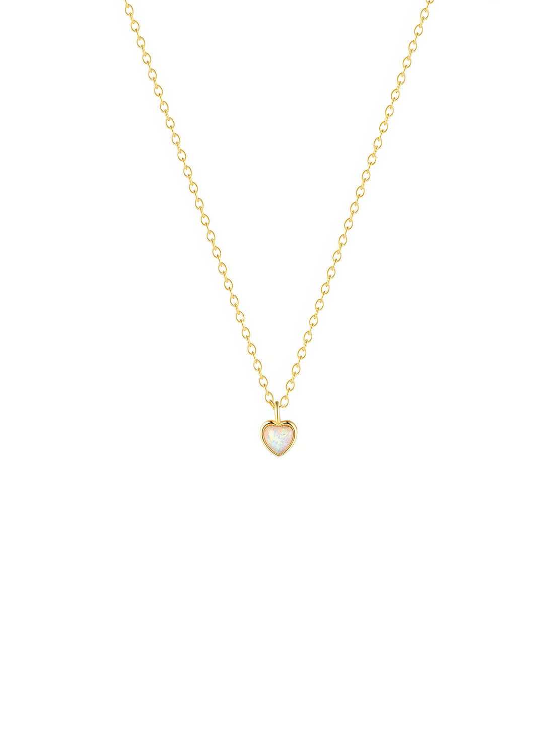 dainty crystal heart gold plated chain necklace