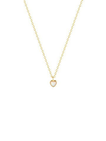 dainty crystal heart gold plated chain necklace