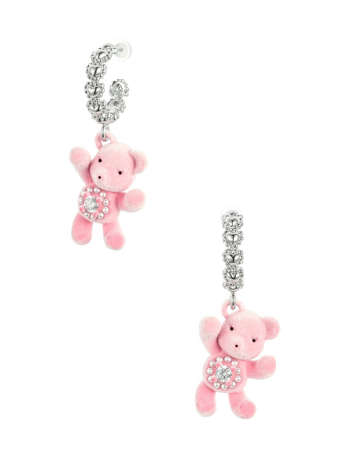 plush pink gummy bear drop charm earrings 