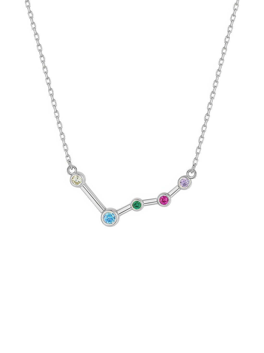 pisces constellation shaped necklace pendant made of multicolor cubic zirconia stones and gold plated sterling silver metal