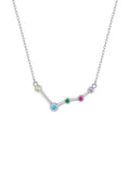 pisces constellation shaped necklace pendant made of multicolor cubic zirconia stones and gold plated sterling silver metal