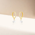 heart-cut crystal drop hoop 925 sterling silver earrings with 5A cubic zirconia accents in 18k gold plating