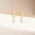 square cushion-cut crystal drop hoop 925 sterling silver earrings with 5A cubic zirconia accents in 18k gold plating