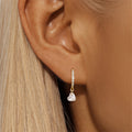 heart-cut crystal drop hoop 925 sterling silver earrings with 5A cubic zirconia accents in 18k gold plating