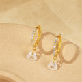 heart-cut crystal drop hoop 925 sterling silver earrings with 5A cubic zirconia accents in 18k gold plating