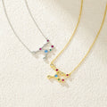 sagittarius constellation gold plated pendant necklace with multicolor zirconia stones 