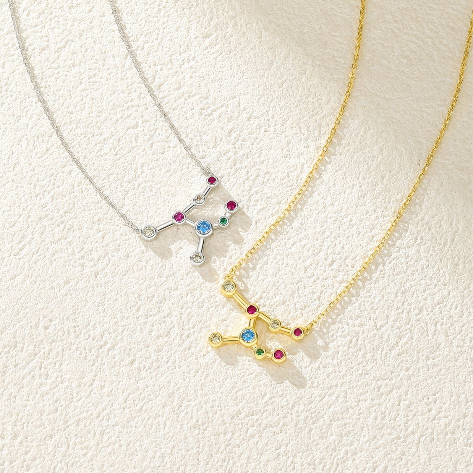 sagittarius constellation gold plated pendant necklace with multicolor zirconia stones 