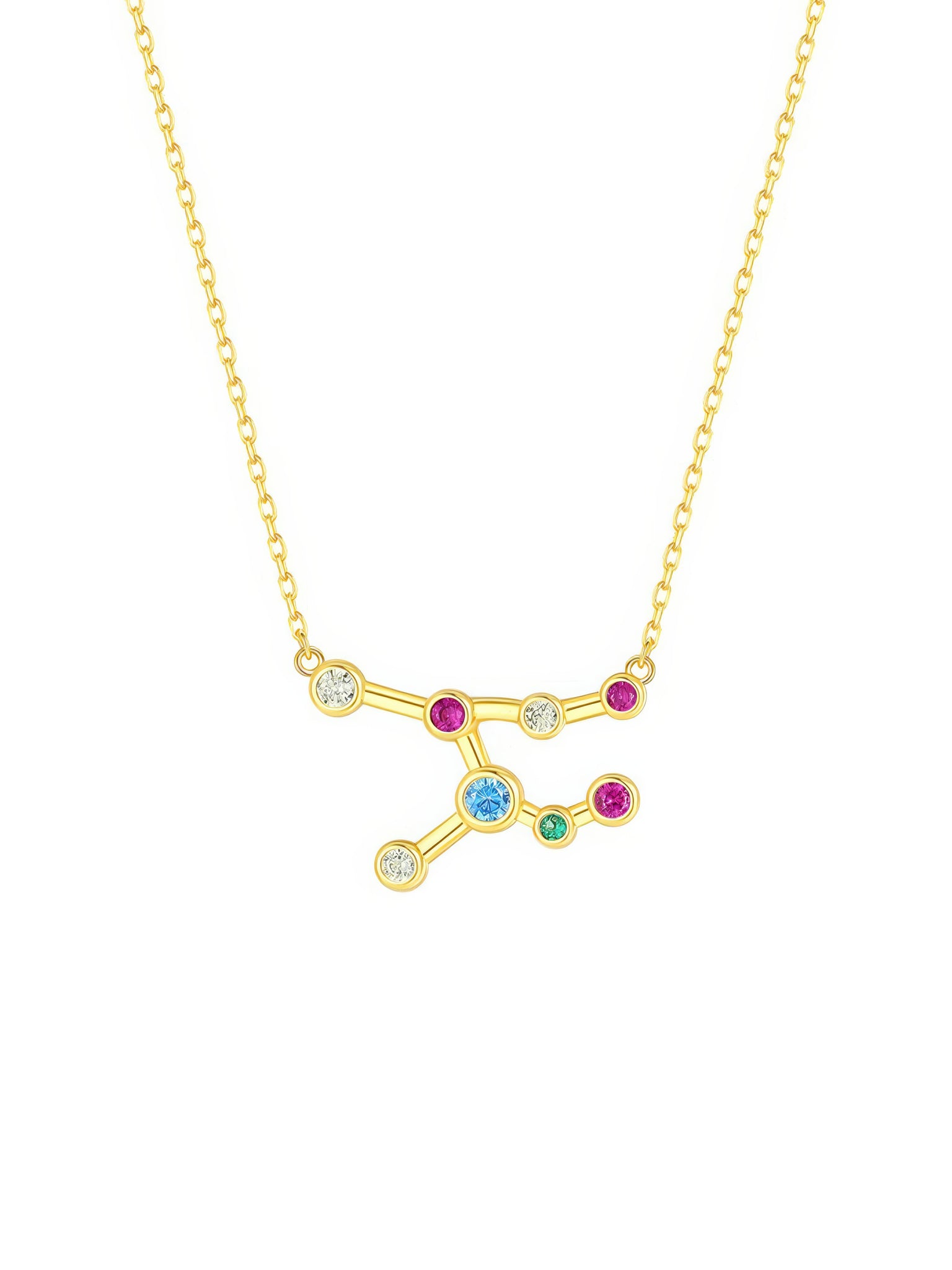 sagittarius constellation gold plated pendant necklace with multicolor zirconia stones 