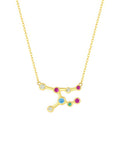 sagittarius constellation gold plated pendant necklace with multicolor zirconia stones 