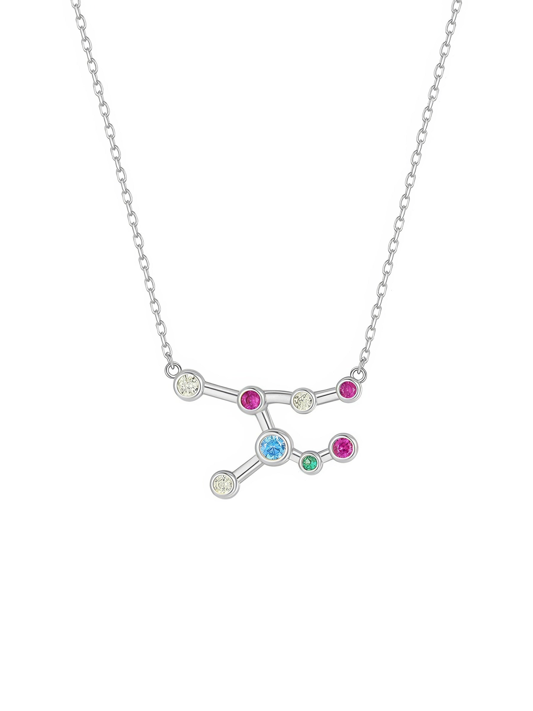 sagittarius constellation gold plated pendant necklace with multicolor zirconia stones 