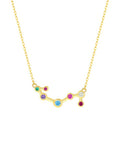 scorpio constellation shaped necklace pendant made of multicolor cubic zirconia stones and gold plated sterling silver metal