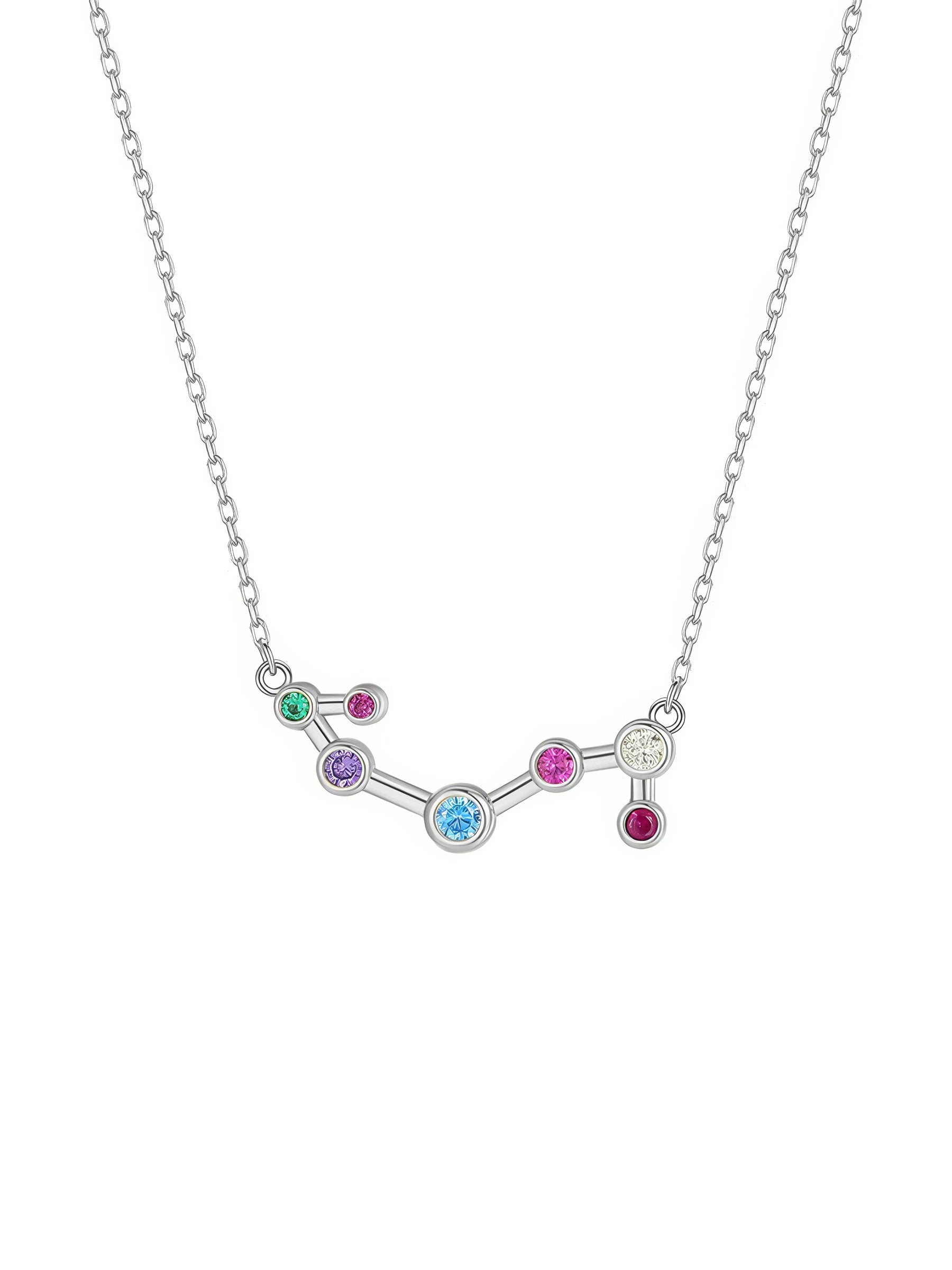 scorpio constellation shaped necklace pendant made of multicolor cubic zirconia stones and gold plated sterling silver metal