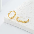 gold plated silver chain link design huggie hoop earrings 