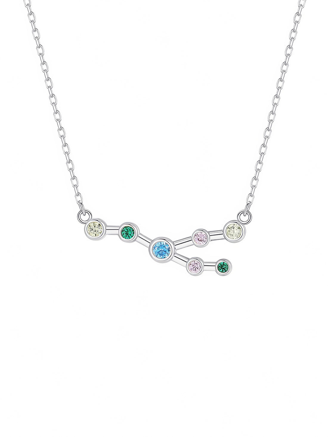 Taurus constellation chain pendant necklace featuring multi-colored cubic zirconia stones set in sterling silver (S925), with a 18K gold or white gold plating finish tinypleasure jewelry