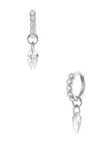 teardrop zirconia crystal pendant hoop earring adorned with small crystals in sterling silver and 18k gold plating