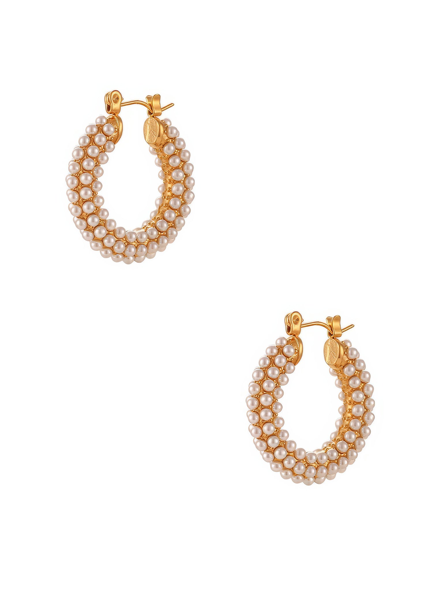 simulated tiny pearls beaded hoop earrings 