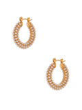 simulated tiny pearls beaded hoop earrings 